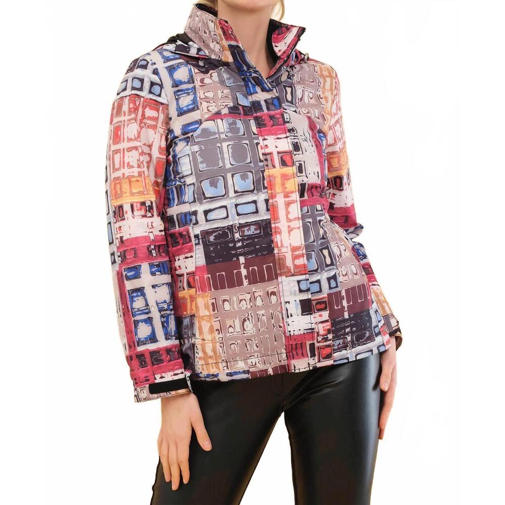 NEW DOLCEZZA marcus akerman print removable lining hooded coat in multi